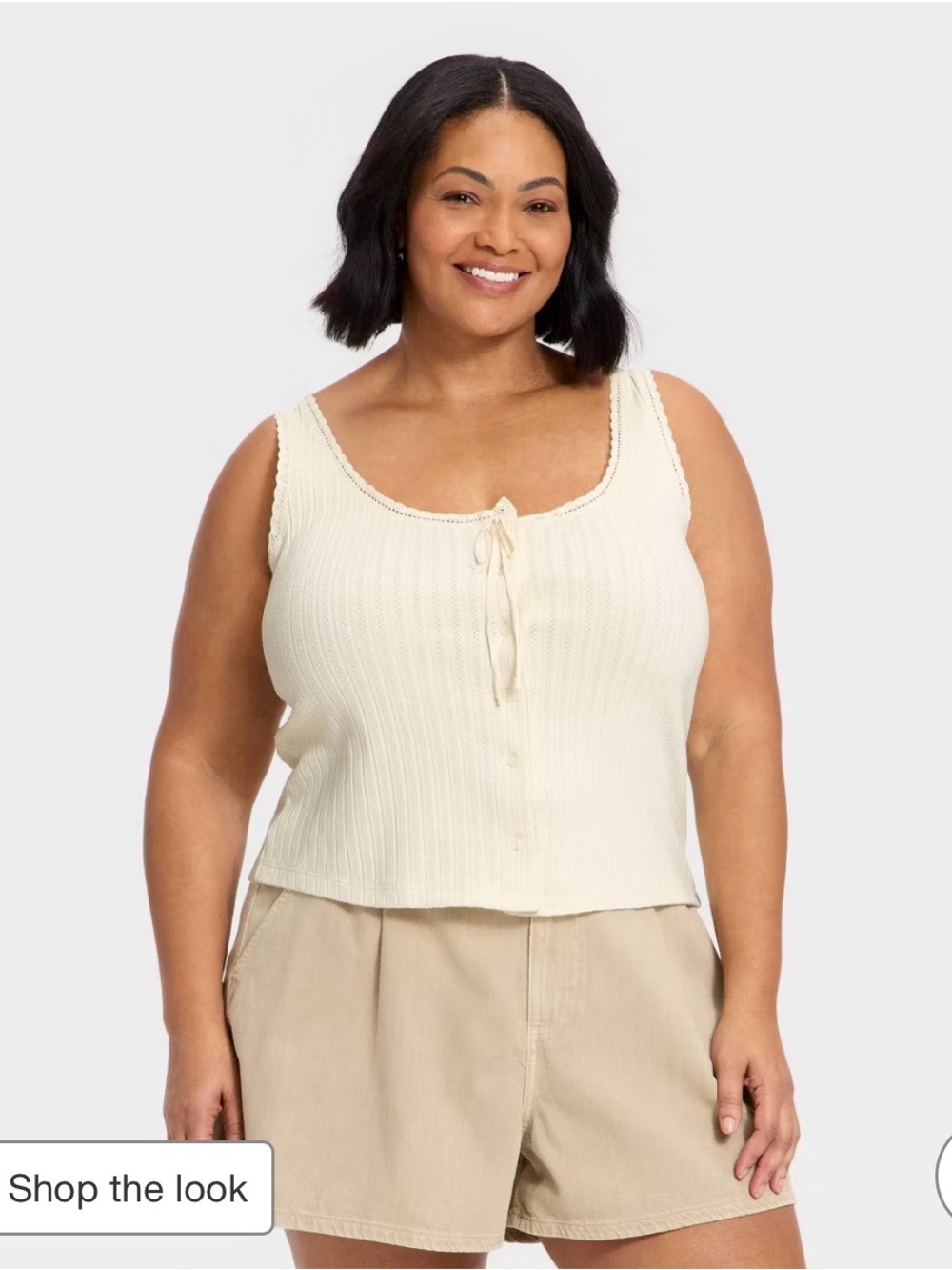 Cream Pointelle Tank Top Size 3X *NEW